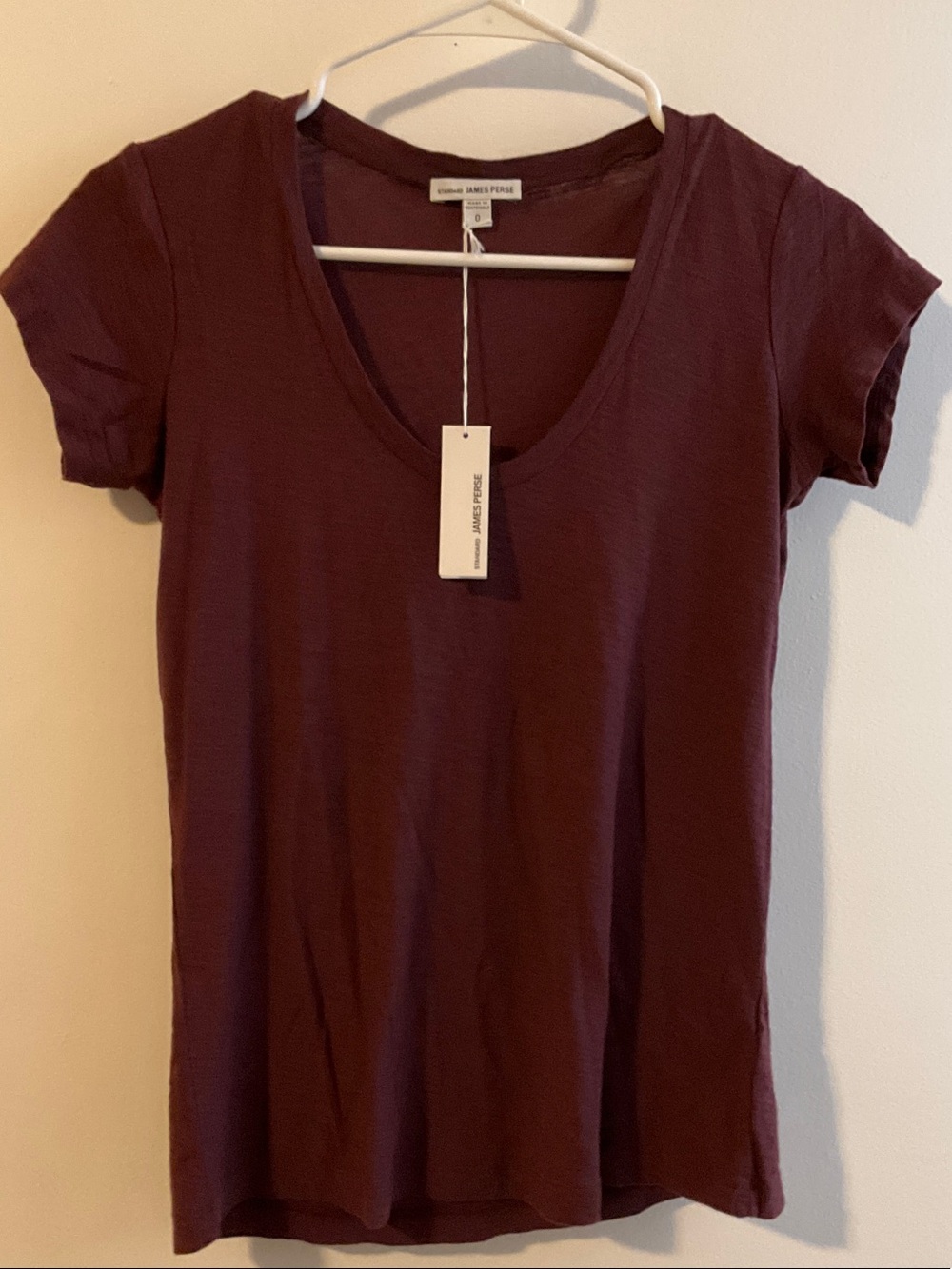 James Perse Short Sleeve Scoop Neck Tee - Winesize 0